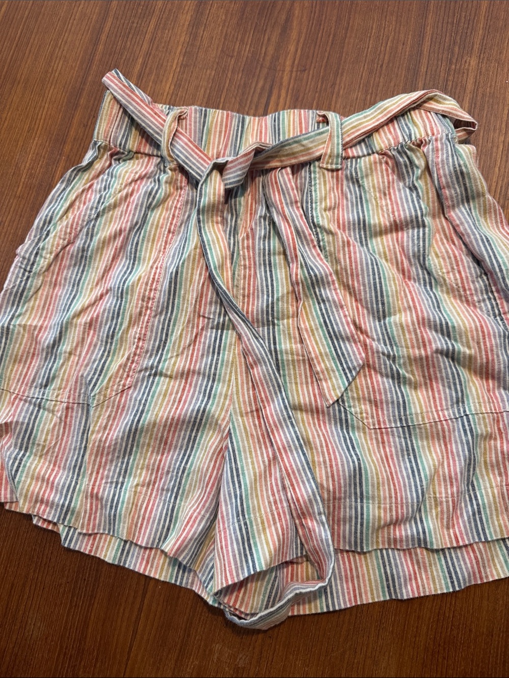 Marine Layer Pastel Multistripe Paperbag Waist Shorts